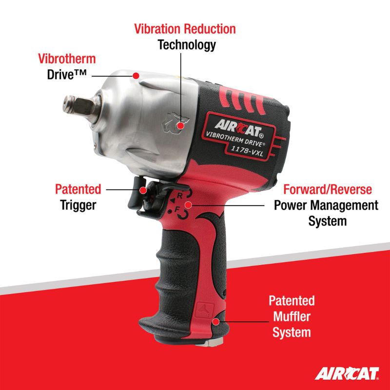 AIRCAT 1178-VXL: 1/2-Inch Vibrotherm Drive Composite Impact Wrench 1,300 ft-lbs, 2 of 9