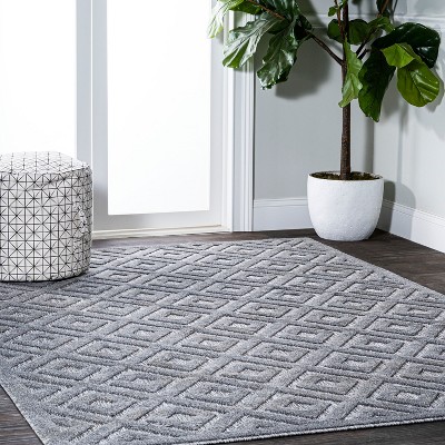 Mediterranean Vintage Geometric Dark Gray Synthetic Area Rug 4' x 6'