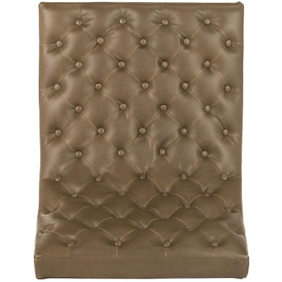 Hadley Antique Taupe Velvet Tufted Wood Accent Chair