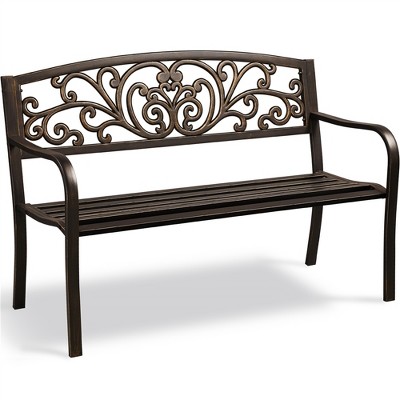 Yaheetech Outdoor Garden Metal Bench For Park Yard, Bronze : Target