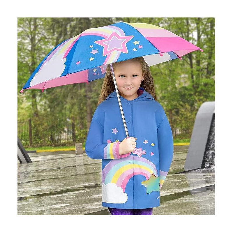 Rainbows & Stars Girls Umbrella & Rain Jacket Set - Little Girls Ages 3T-9 Years, 2 of 4
