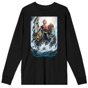 Justice League Aquaman Lord of the Sea Men's Black Long Sleeve Shirt - 1 of 1