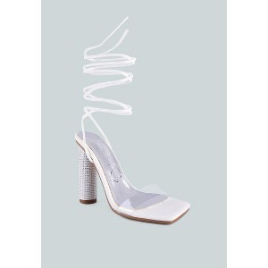 Scansta Lace Up Rhinestone Embellished Heel Women Sandals - 1 of 4
