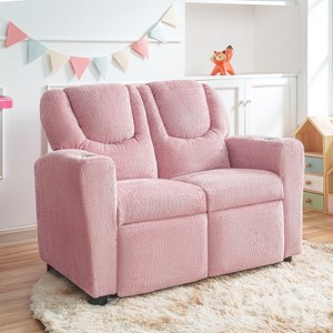 Home Imports Emporium Kids Deluxe Recliner Loveseat with Cupholders, Chenille Fabric - 1 of 4