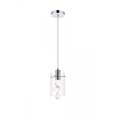 Hana Chrome Crystal LED Pendant Light with Clear Glass Shade