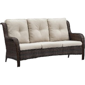 SUGOLD 3-Seat Outdoor Wicker Sofa PE Rattan Patio Couch with Cushions,Deep Seat High Curved Back Armset Patio Sofa - 1 of 1
