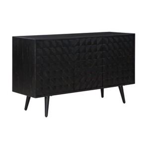 Treasure Trove Accents Three Door Credenza Meeko Black: Divided Storage, No Assembly, Acacia Surface - 1 of 4