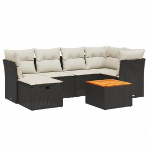 vidaXL Garden Sofa Set Black, Cream White - 1 of 4