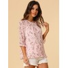 INSPIRE CHIC Women's Round Neck Ruffle 3/4 Sleeve Floral Print Chiffon Blouse - 4 of 4