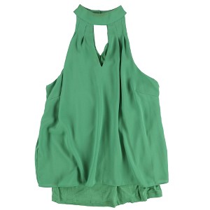 bar III Womens Keyhole Cold Shoulder Blouse, Green, Large - 1 of 2