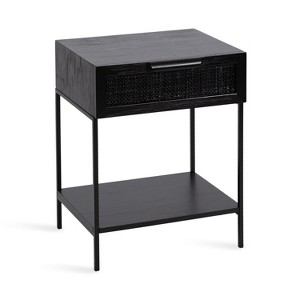 Kate and Laurel Ori Wood and Cane Side Table , 18x15x24, Black - 1 of 4
