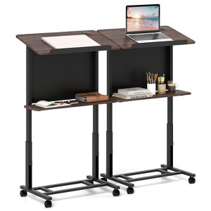 Tangkula 2 PCS Rolling Podium Stand 40.5"-49" Height Adjustable Lectern Table Mobile Pulpit - 1 of 4