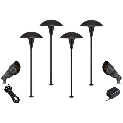 John Timberland Black Mushroom and Spot Light 8-Piece LED Landscape Lighting Set