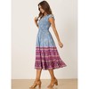 Allegra K Women's Midi Ruffled Flutter Sleeve Smocked Boho Floral Dresses - 2 of 4