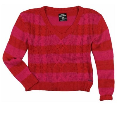 Ecko Unltd. Womens Open Neck Stripe Metallic Cable Cardigan Sweater