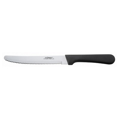 Winco Jumbo Steak Knives, 5? Blade, Wooden Handle, Round Tip - Pack of 12