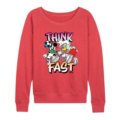 Women's - Disney - Think Fast Lightweight French Terry Wide Neck Long Sleeve Shirt