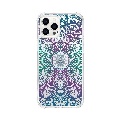  OTM Essentials Apple iPhone 12 Pro Max Tough Edge Clear Phone Case - Mandala Heart Green/Purple 