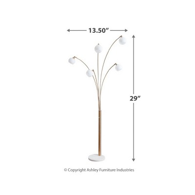 Taliya Adjustable White and Gold Metal Arc Floor Lamp