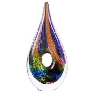 Luxury Lane Hand Blown Abstract Hollow Tear Drop Sommerso Art Glass Sculpture - 1 of 4