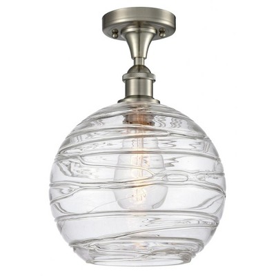 Athens Deco Swirl - 1 Light Semi-Flush Mount In Industrial Style-15 Inches Tall and 10 Inches Wide
