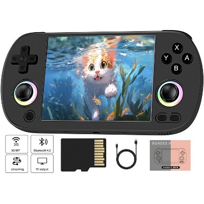 Voacle RG40XX H Retro Handheld Game Console,RG40XXH 4.0 Inch IPS Screen Built-in 64G TF Card 5488 Games Support TV Output 5G WiFi Bluetooth 4.2(Black)