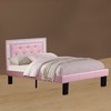 Royal Hampton And Sheeny Wooden Full Bed With Pink PU Tufted Head Board, Pink Finish - 2 of 4
