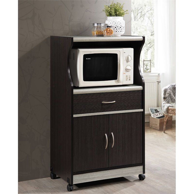 Microwave Kitchen Cart in Chocolate Gray - Hodedah, 2 of 8