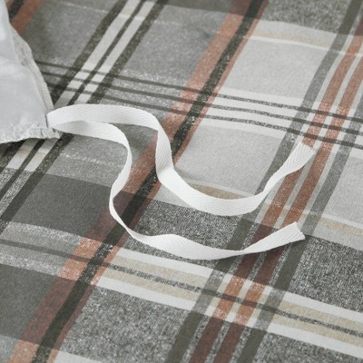 Tan and Gray Plaid Microfiber Twin Bedspread Cover Set