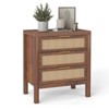 Walnut Bedside Table, 3-Layer Wooden Night Stand with Large Drawers for Bedroom Storage - 4 of 4