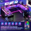 78.8" U Shaped Computer Desk with Power Outlets, USB Ports, LED Strip and Monitor Stand, Reversible L Shaped Desk with Storage Shelves - 2 of 4