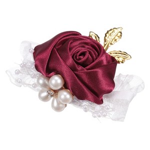 Unique Bargains Decorative Wedding Prom Party Artificial Rose Wrist Corsages 2.76" - 1 of 3