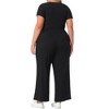 Agnes Orinda Women's 2 Pieces Square Neck Short Sleeve Bodysuit Top Wide Leg Pants Set - 4 of 4