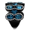 Slickblue Women's Black Statement Ring, Aquamarine and Clear Synthetic Crystals, Curved Sculptural Band, Sizes 5–10 - 4 of 4