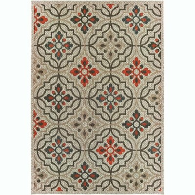 Oriental Weavers Latitude 709Y3 Grey/ Orange Indoor/Outdoor Area Rug - 5'3" x 7'3"
