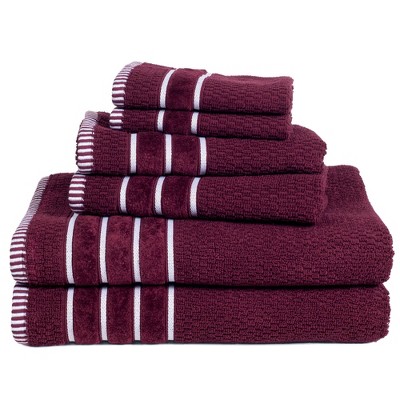 6pc 100% Combed Cotton Bath Towel Set Burgundy - Hastings Home : Target