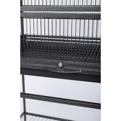Black Wrought Iron Multi-Level Bird Cage with Stand