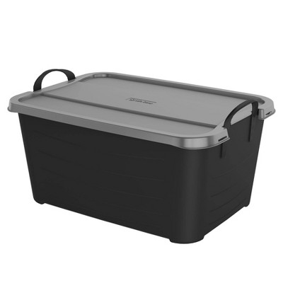 Life Story 55 Quart Black Stackable Lidded Storage Bins, Set of 6