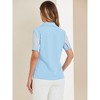 INSPIRE CHIC Women's Sheer Short Sleeve Point Collar Work Button Down Shirt - 3 of 4