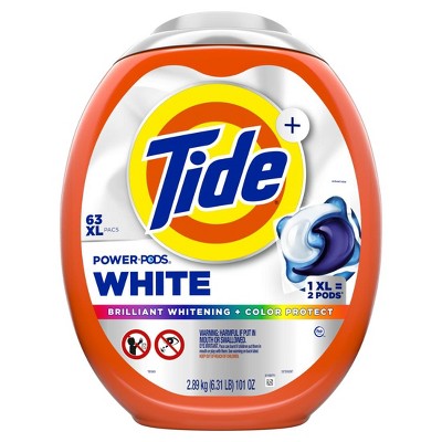 Tide Power PODS Plus Ultra OXI White  Laundry Detergent, Advanced Stain Removal and Whitening Power, 63 Count