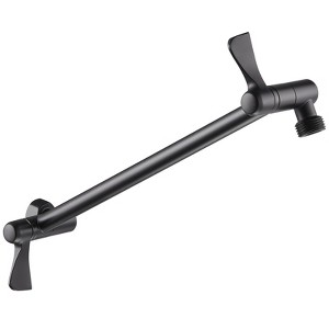 Cobbe 11" Shower Extension Arm, G1/2" Fitted Solid Brass Shower Arm Wall-mounted, 360° Adjustable Angle Rain Shower Head Arm Extender, Matte Black - 1 of 4