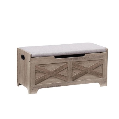 Toy Box, Retro Wooden Look Storage Chest with Safety Hinge, Entryway Storage Bench Supports 220 Lb, Barn Style Organizer