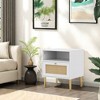 Angel Sar Natural Rattan Nightstand Set of 2, White Bedside Table for Bedroom - 2 of 4