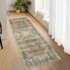 Washable Vintage Rug Non Slip Low Pile Rug Soft Retro Medallion Distressed Throw Floor Cover Foldable Indoor Carpet for Living Room Bedroom Playroom - 2 of 4