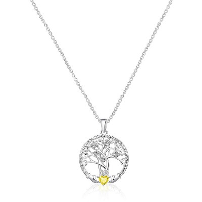 Molenia Tree of Life Necklace for Women, 925 Sterling Silver Birthstone Family Tree of Life Pendant Birthday Gifts