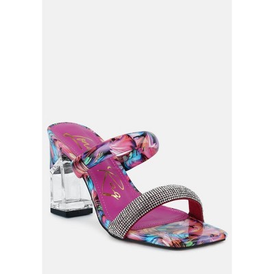 Krypton Marble Print Clear Block Heel