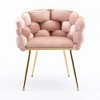 Luxury Couch Accent Chair,Velvet Upholstered Barrel Chairs,Metal  Vanity Sofa Armchair - 4 of 4