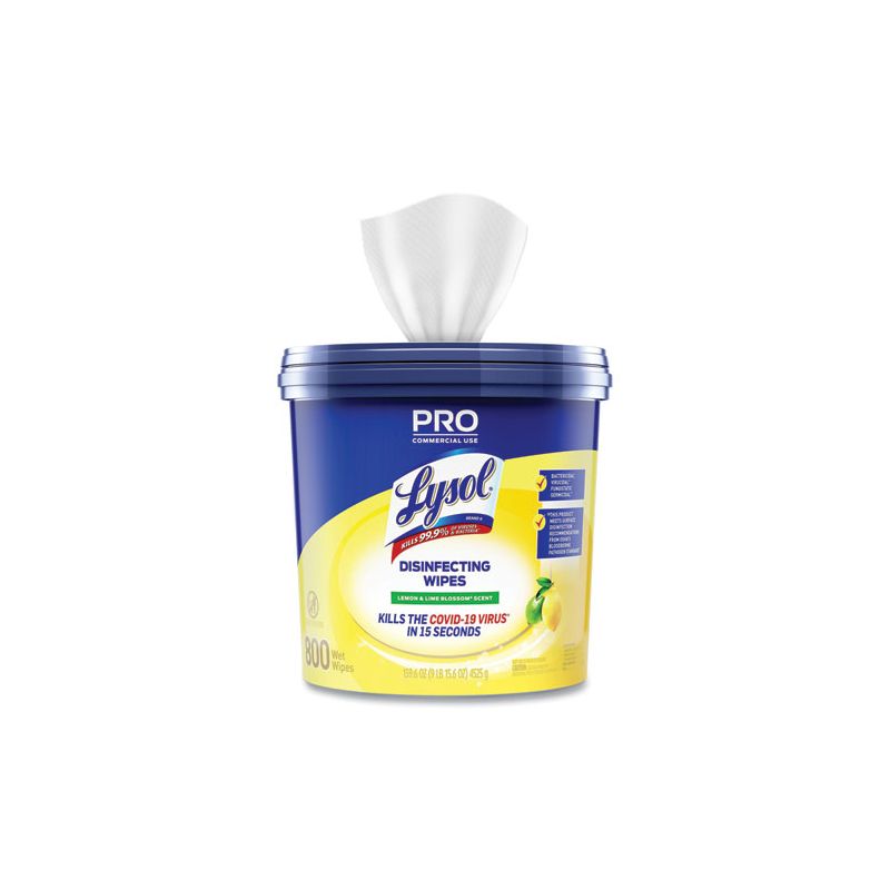 LYSOL Brand Professional Disinfecting Wipe Bucket, 1-Ply, 6 x 8, Lemon and Lime Blossom, White, 800 Wipes, 2 of 8