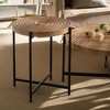 Lovmor 33.86"Modern Retro Splicing Round Coffee Table,Fir Wood Table Top with Gold Cross Legs Base - 4 of 4
