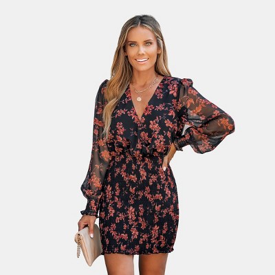 Women's Floral Print Smocked Bodycon Mini Dress - Cupshe